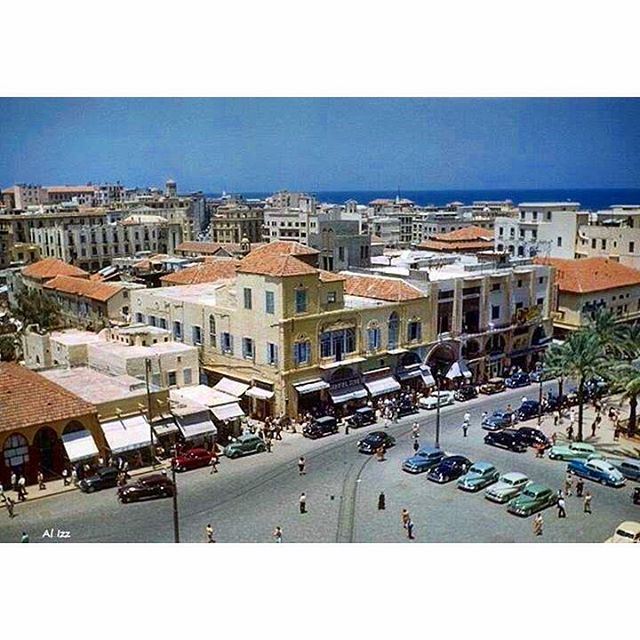 Rarely published photos - Beirut May 1948 - Aerial View Of The Place "Des Cannons Square" after which was Called "Martyrs Square "