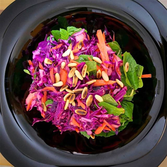 Red cabbage and carrot salad tossed with an incredible mix of mustard... (Beirut, Lebanon)