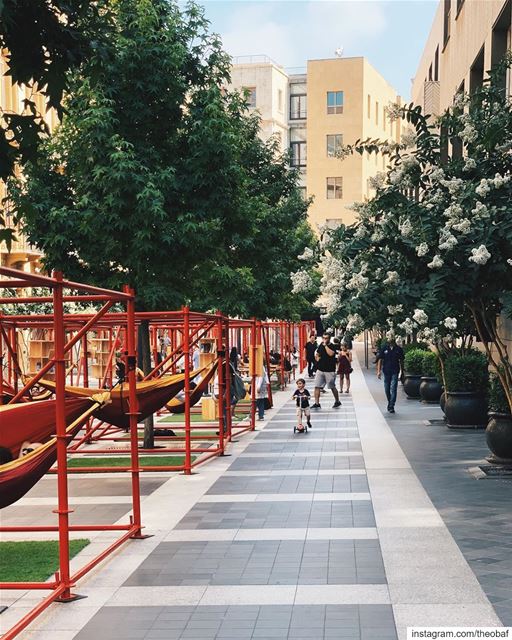 “Red hammocks and red swings have been taking over Fakhry Bey street in... (Beirut Souks)