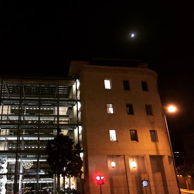  red light  lamp light &  moon  light  Beirut  downtown at  night ... (Downtown, Beirut, Lebanon)