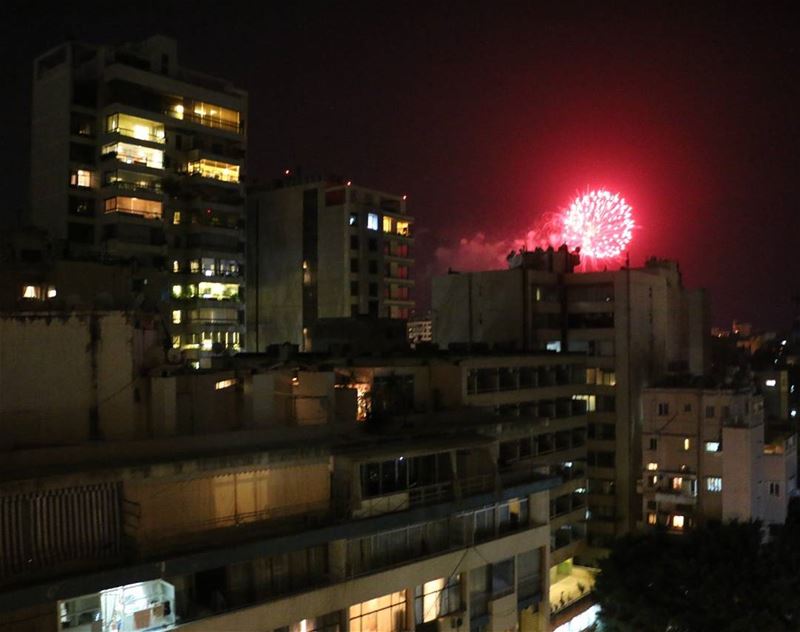 Red Planet over Beirut fireworks  red  celebration  summer  beirutphoto ... (Hamra - حمراء)