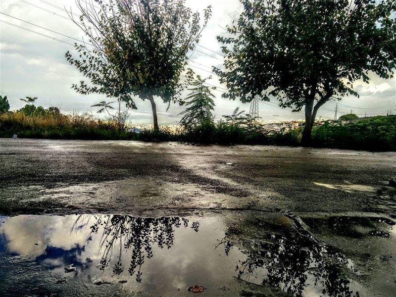 Reflection 🌗 winter rain rainy day lebanon livelovelaugh livelovelebanon... (Ain Saadeh)