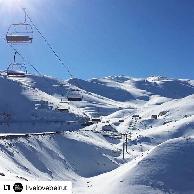 Repost from @livelovebeirut. Rise and shine, it's snowboarding time! The... (Mzaar Ski Resort)