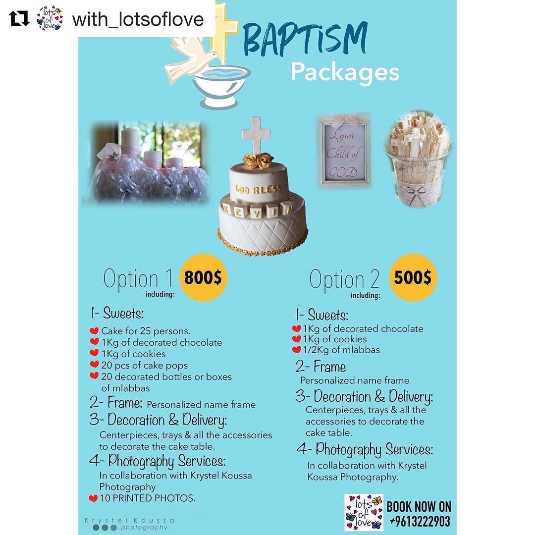  Repost @with_lotsoflove・・・Baptism Packages 2018: Book starting today on... (Lots Of Love Lebanon)