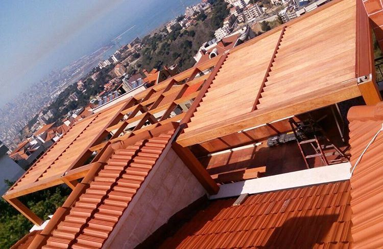 Residential Wood Roofing.Designed by  PergolaKitsLebanon. Pergola ... (Bsalim, Mont-Liban, Lebanon)