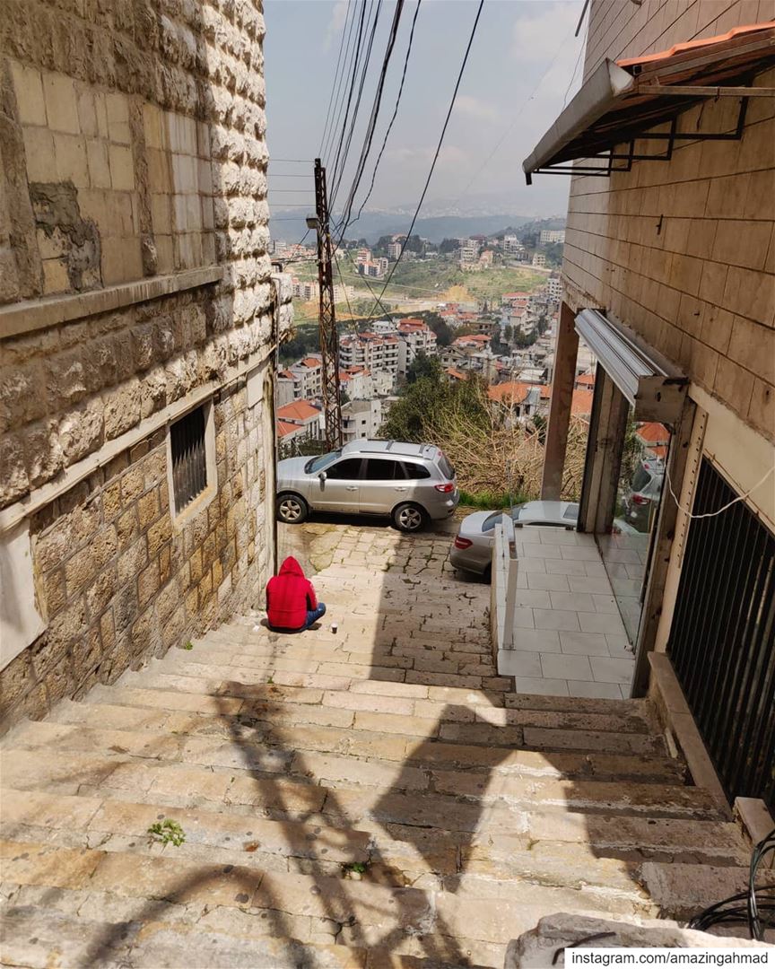 Respect to the guy at the bottom of the stairs who knows how to enjoy the... (Alley, Mont-Liban, Lebanon)
