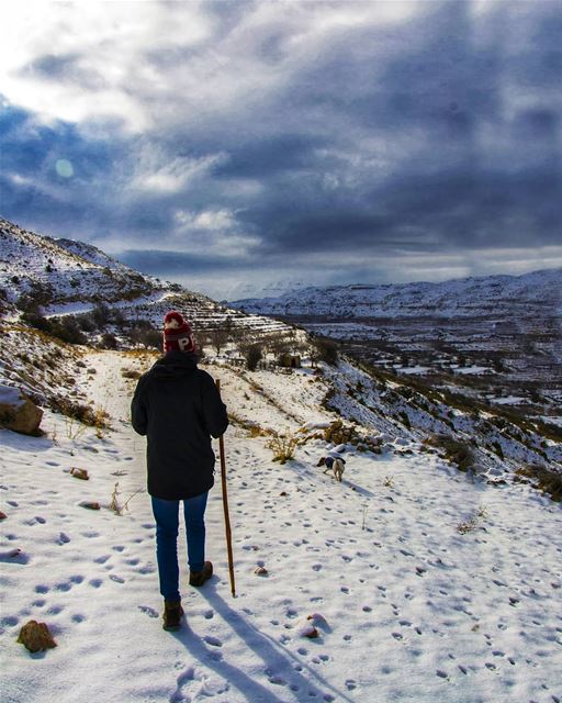 Restless for new adventures our shadows accompanied us in the morning glow❄ (Ehden, Lebanon)