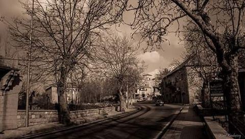  road  trees  winter  car  old  house  town  sawfar  lebanon  sepia ... (Sawfar, Mont-Liban, Lebanon)