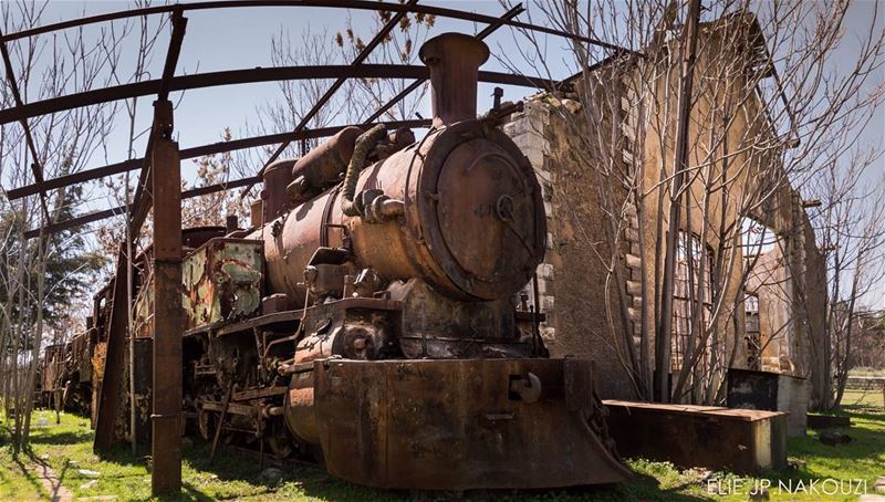Rusted locomotive frozen in time  since 1976 at a ghost station hunted by... (Rayak, Béqaa, Lebanon)