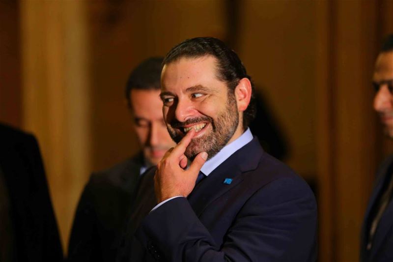 Saad Hariri biting his finger