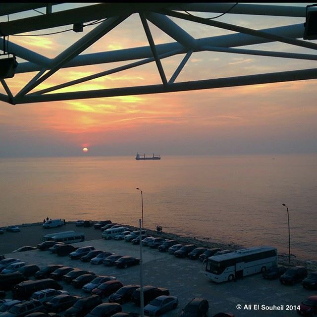  saida  footballstadium  sunset  boat  sea  south_lebanon  southlebanon ... (ملعب صيدا البلدي)