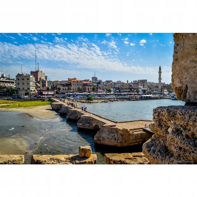  saida  lebanon  blue  sky  clouds  castle  historic  touristic  city  sea...