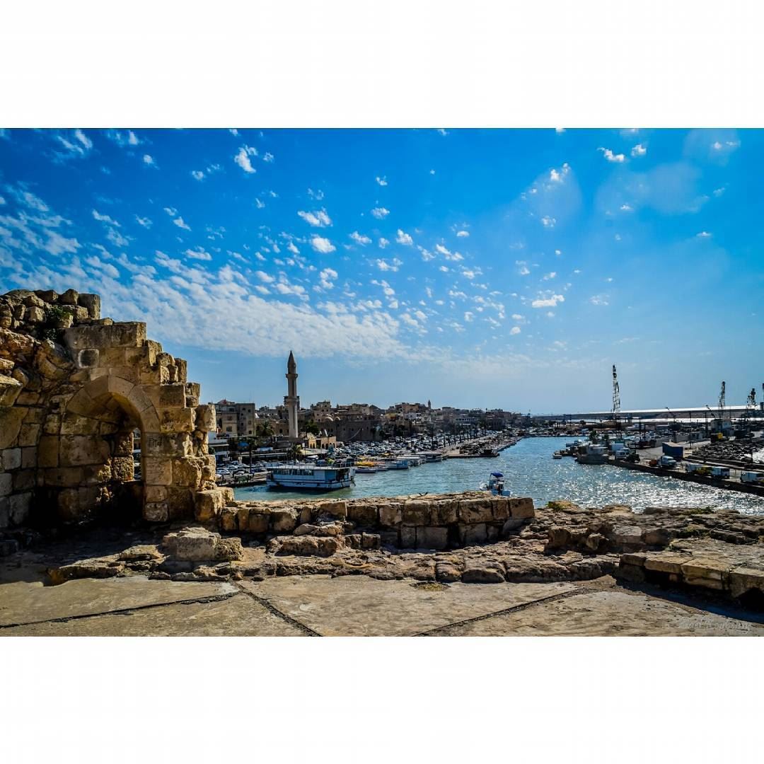  saida  lebanon  blue  sky  clouds  castle  historic  touristic  city  sea...