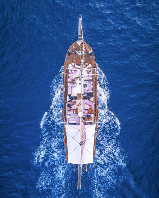Sailing into the sunset⛵️Photo taken with @djiglobal Phantom 4... (Batroûn)