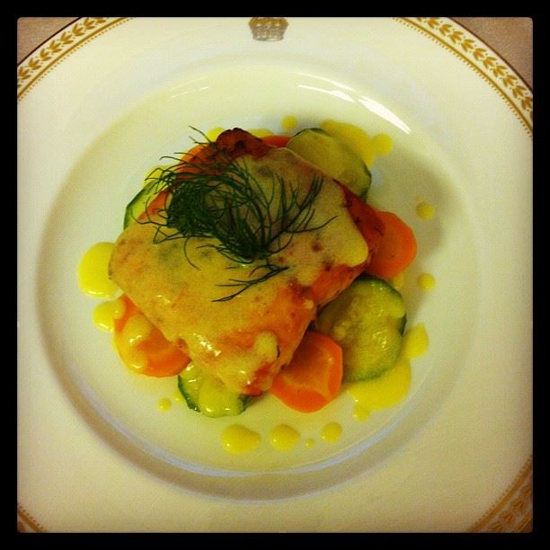  salmon fillet holondaise sauce vegtables so delicious by chef Paul yarzeh...