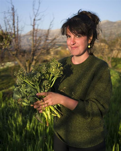 Sara with broccoli. She taught me that the stalk is amazing sliced into... (Lebanon)