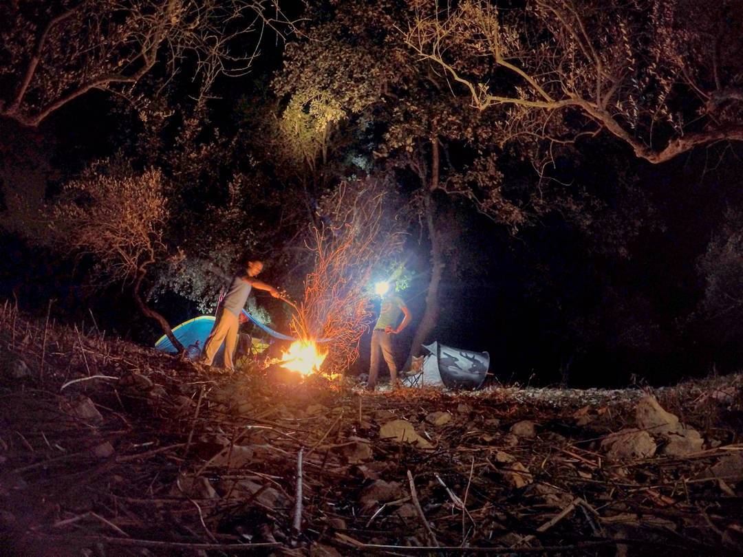  saturday night camp camping hike hiking bonefire fire nature forest tent... (Ain Kfaa)