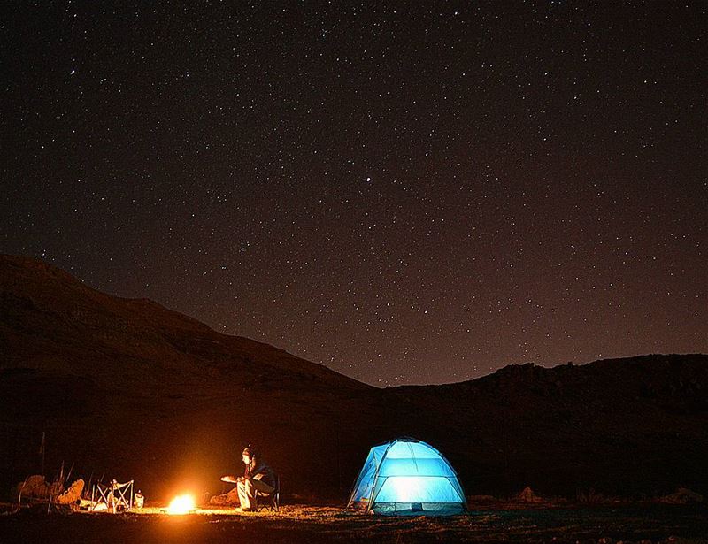  saturday night camping camp stars startrails stargazing moon... (Jabal Sannin)