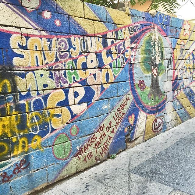 "Save your planet 🌍 Embrace Life ✨ Use your heart ❤️ Recycle your garbage 🗑 Eat more healthy 🍊 Save water 💦." Amazing mural by 'The Youth of Lebanon.' recycle (Beirut, Hamra)