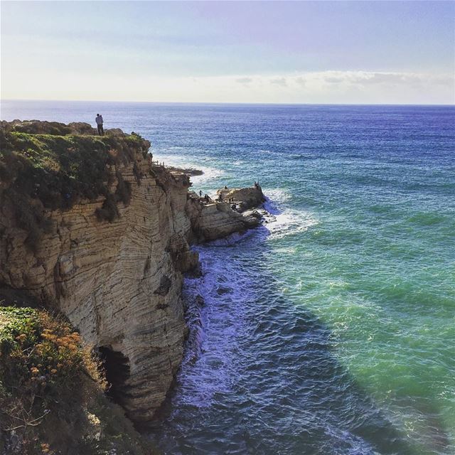  sea  horizon  nature  naturelovers  landscape  rocks  waves  blue ... (Beirut, Lebanon)