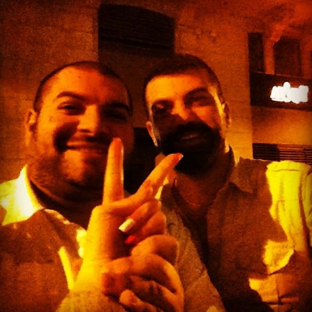  selfie partying enjoying drinking night life concrete Beirut Lebanon...