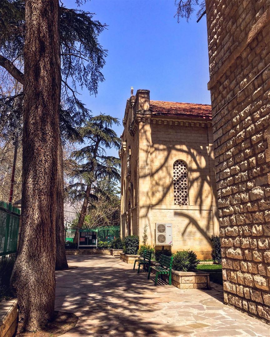 Shadows of disbelief ..  churchporn  historicalcity  archidaily ... (Deïr Taanâyel, Béqaa, Lebanon)