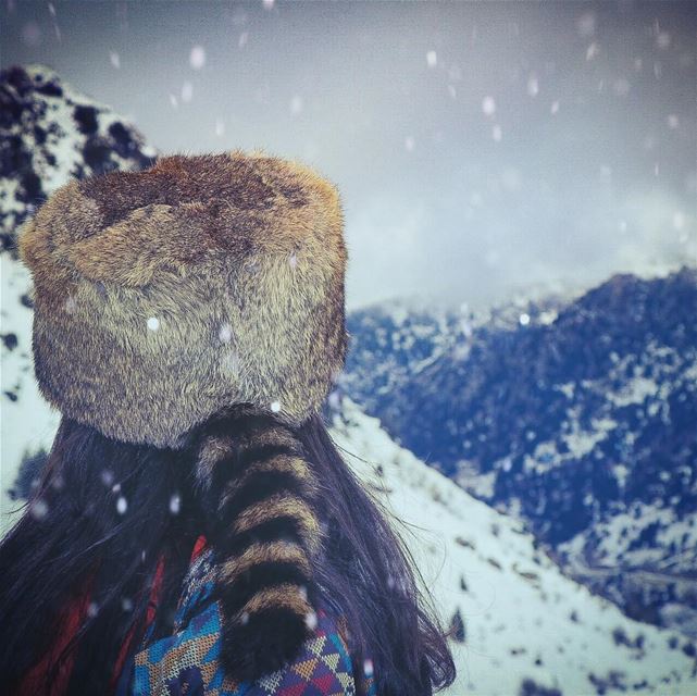 She will never look back !  snowing  morning  Lebanon  Liban  neige ...