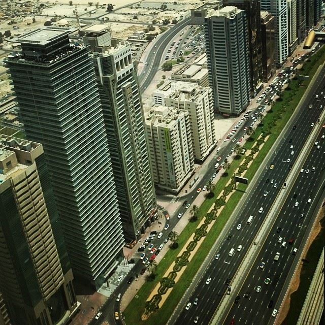 Sheikh Zayed Road from the 64th floor dubai  city  uae  traffic ... (Burj Khalifa - Dubai)