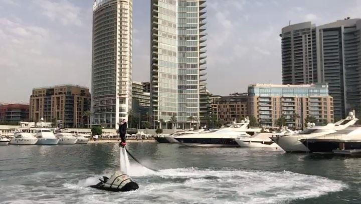 Showtime @beirutboatshow @estherzouki1 @zaitunaybayofficial  flyboard ... (Zaitunay Bay)