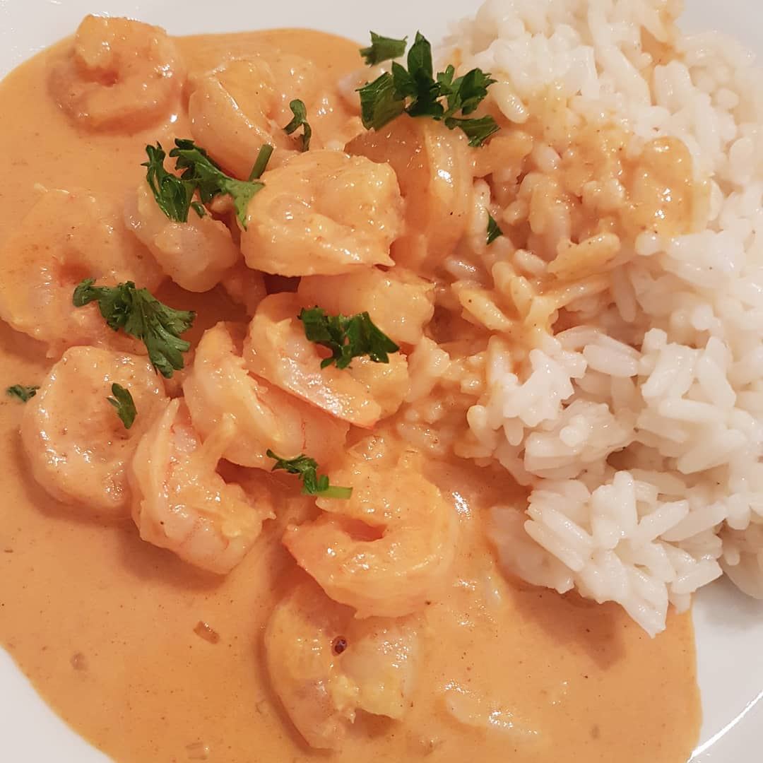 Shrimp Curry & White Rice 🌸Ingredients🌸1 kg of cooked shrimps4 tbsp... (Greater Montreal)
