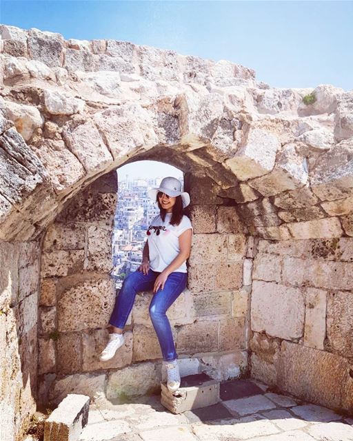 Sitting at the "Cantara-window" of a 1103- year-old  Citadel with the... (Tripoli Citadelle)