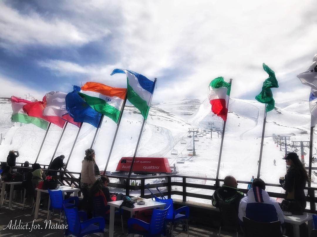  skiing  flags  watchers  sky  clouds  wardeskislopes  lebanon  mountains ... (Faraya Wardeh)