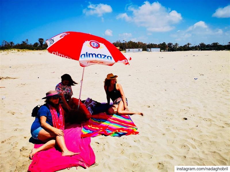 Sky above our heads, Sand beneath our feets, Life is good ❤️🌺  sea  sun ... (Tyre-Sour At Beach)