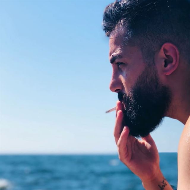 Smoking kills 😛• smoking  cigarette  marlboro  sea  beard  beards ... (Beirut, Lebanon)