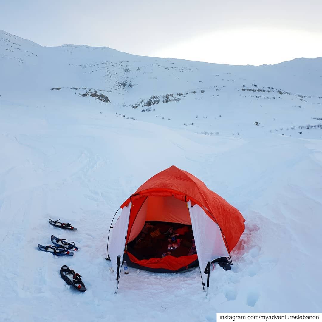 Snow-camp sunrise 🤩❄  myadventureslebanon mountaineering ... (Mount Sannine)