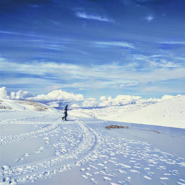 Snow 😍  lebanon  snow  white  sky  footsteps  clouds  livelovelebanon ... (Faraya Mzaar)