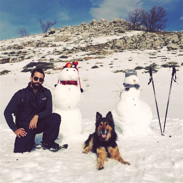  snowmen  snowdog  snowshoeing with  dodger_thedog  snowman......