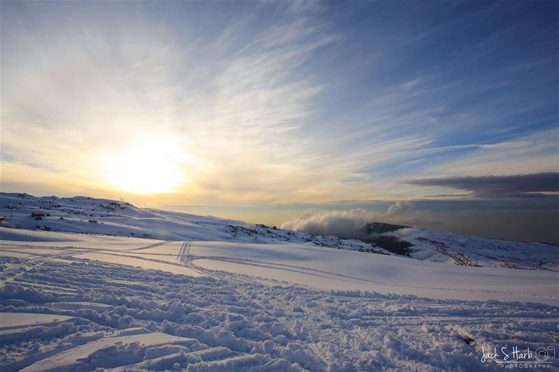 Snowmobiling through the sunset on the top of the world. ❄️ 🌅   lebanon ... (Arz Tannoûrîne)