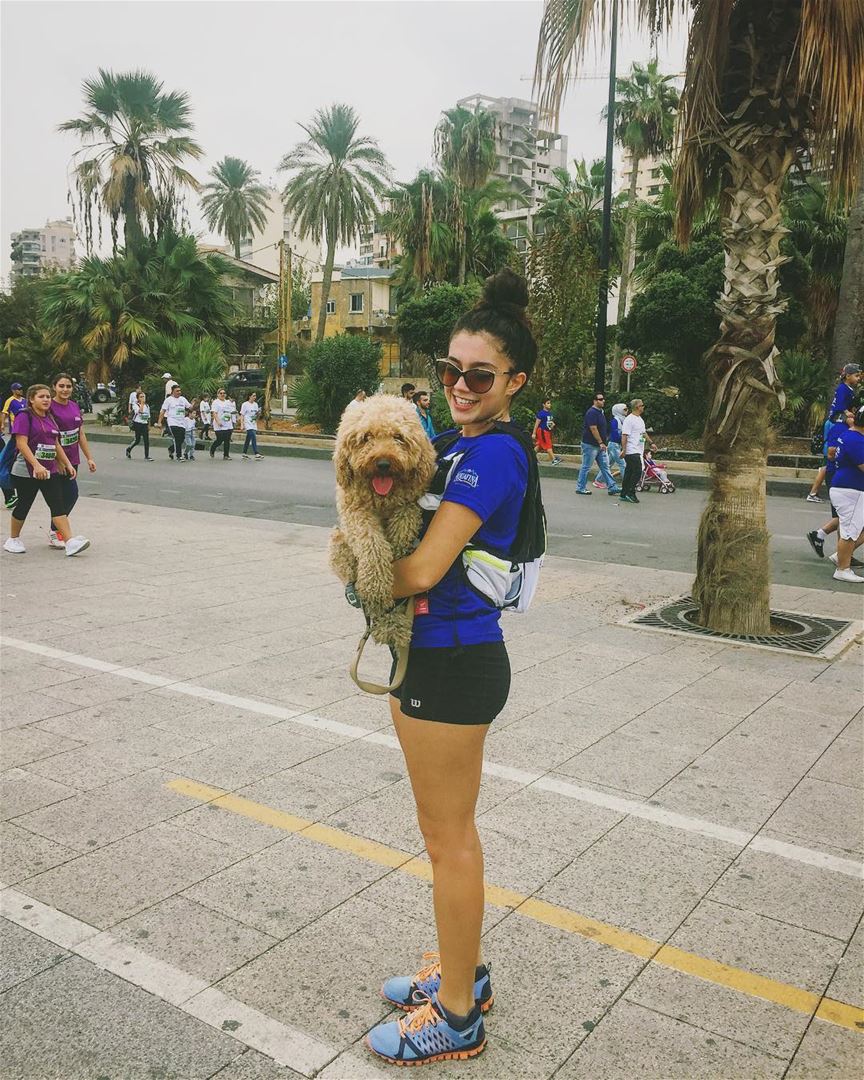 So i thought why not take my baby dog with me to run this year's marathon. (Beirut Corniche)