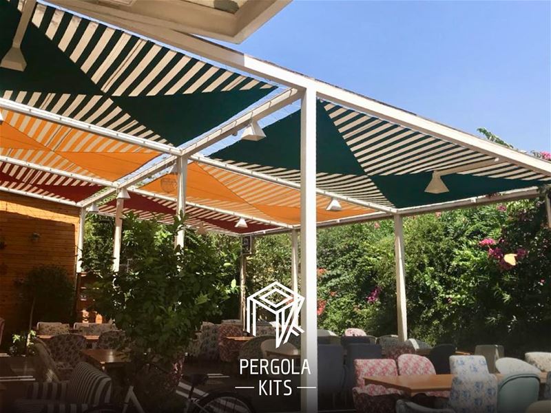 Some of our Summer Fabric Roofing.  PergolaKitsLebanon in Jounieh📍....