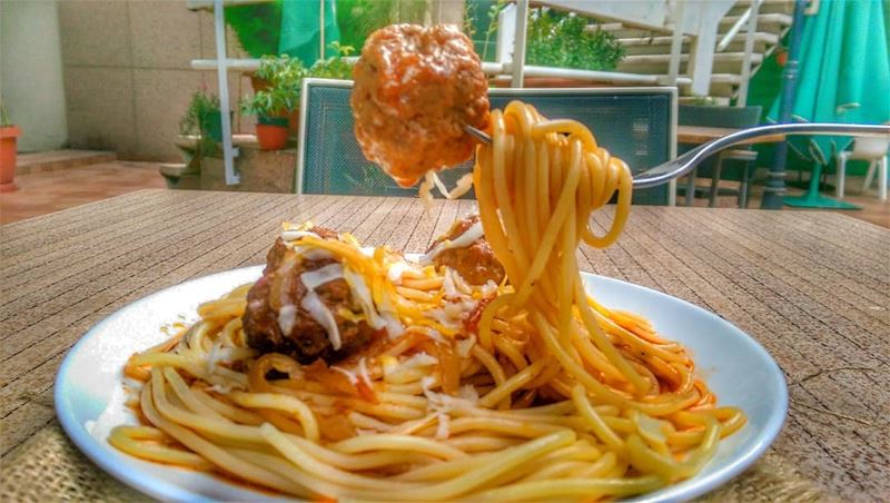 Spaghetti with Meatballs and Kafta Arayes for lunch today at Em's. Give us... (Em's cuisine)