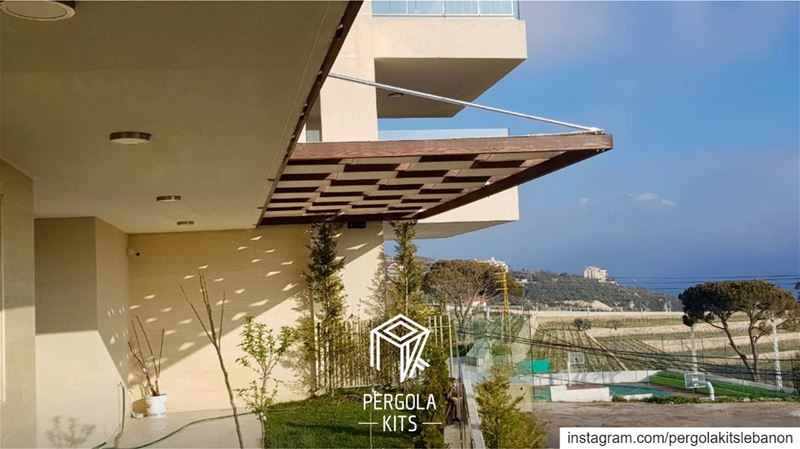 Spring is Coming 🔜 Suspended Wooden Pergola with Fabric Roofing! ... (Mar Musa, Mont-Liban, Lebanon)