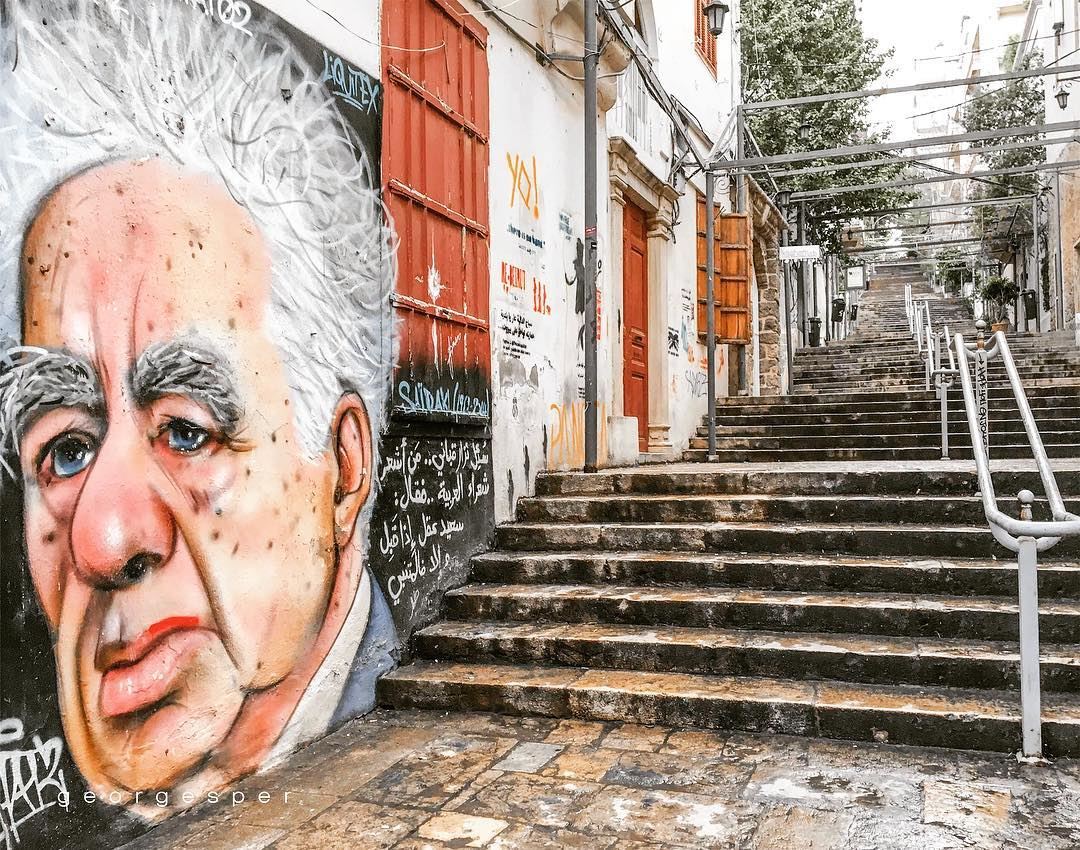 St. Nicolas Stairs, Gemmayze Beirut 🇱🇧..Graffiti of "Said Akl" one of... (Beirut, Lebanon)