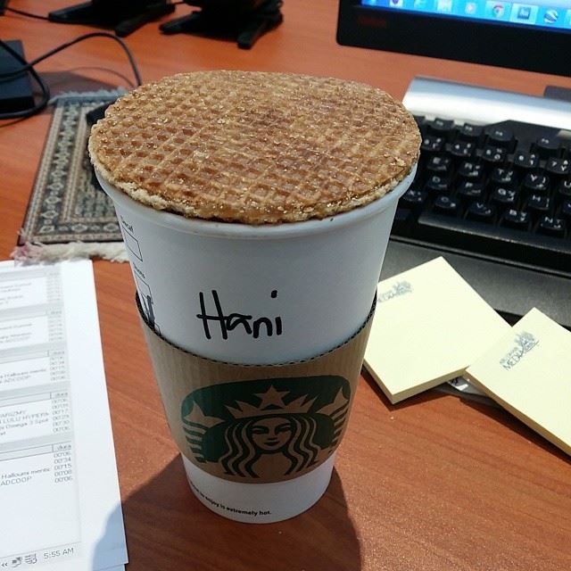  starbucks  coffee  cappuccino  caramel  waffle  yummy  good  morning ...