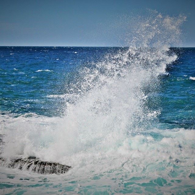 Stormy Sea.... Lovely blue colours ..  sea  lebanon  proudlylebanese ...