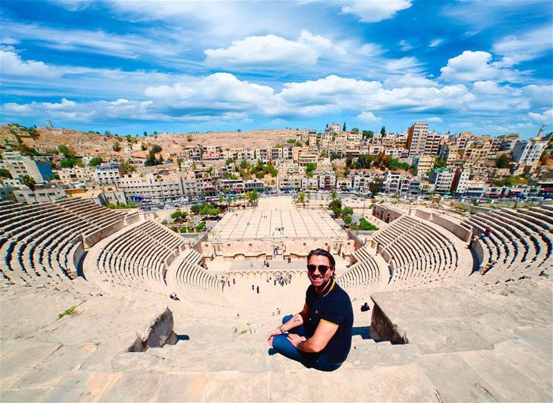 Stuck between rocks and clouds ☁️⛰ ... amman  jordan  roman  theatre ... (Roman theater)