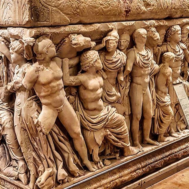 Stunning relief on a sarcophagus at  Beirut national museum. Discovered in...