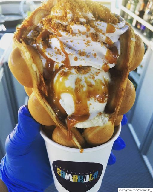 Sugar rush 🤤😋... samarula  bubble  waffle  yummy  tasty  caramel ... (Lebanon)