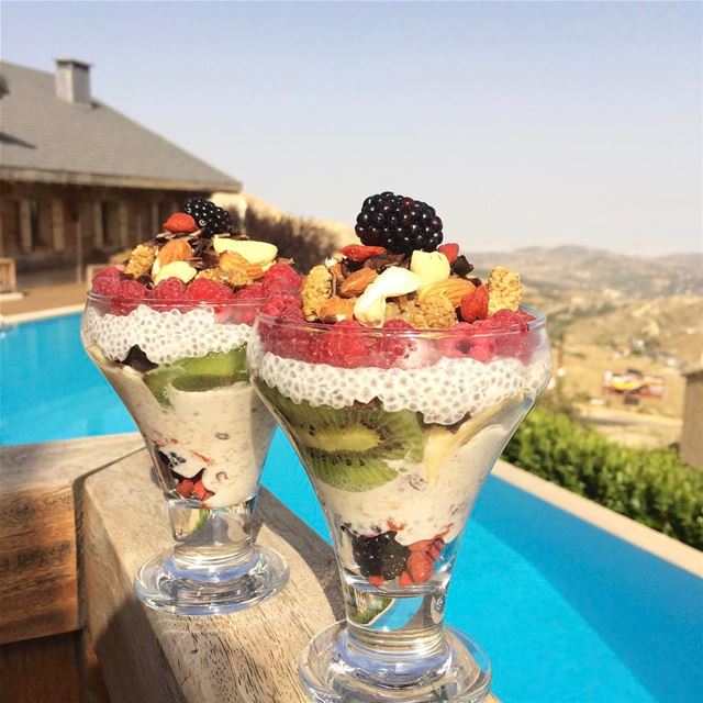 Summer layers 🍹🌺🌳🍋overnight chia pudding   faraya  lebanon  summer ...