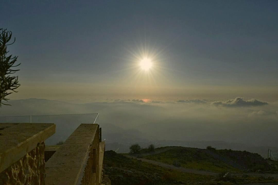Sun is alone but it still shines!  sunset  naturelovers  sunlovers  clouds... (Falougha, Mont-Liban, Lebanon)